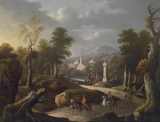 Mountainous Landscape with Travelers